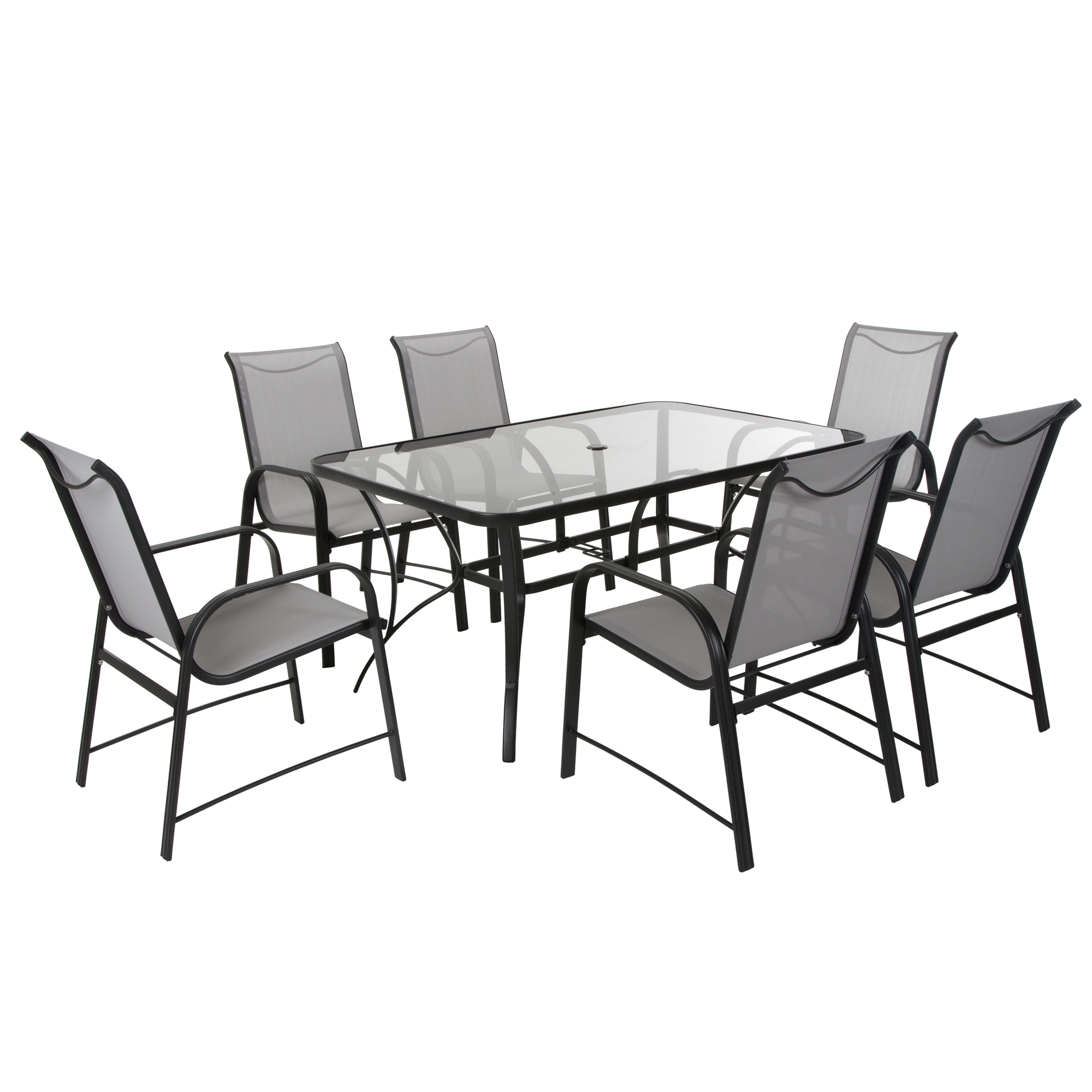 Cosco, Paloma Patio Dining Set, 7 Pieces, Pieces (qty.) 7, Primary Color Gray, Seating Capacity 6, Model# 88647GLGE